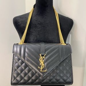 Saint Laurent Medium Envelope Chain Shoulder Bag - Black